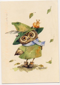 postcard germany owl